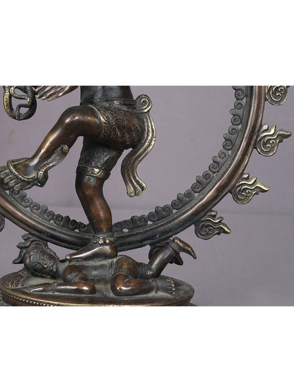 13" Dancing Lord Nataraja Brass Sculpture From Nepal | Handmade | Shiva Statue