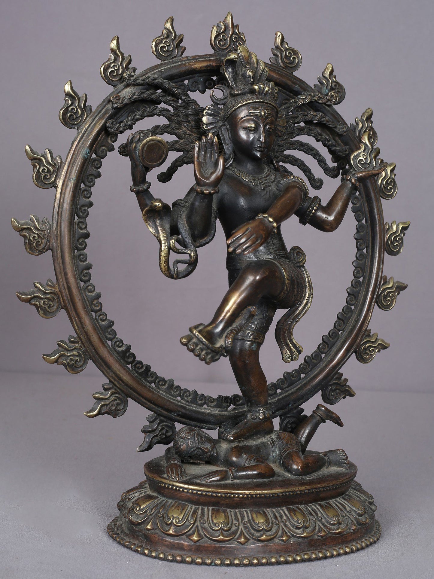 13" Dancing Lord Nataraja Brass Sculpture From Nepal | Handmade | Shiva Statue