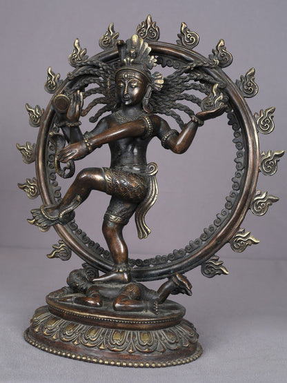 13" Dancing Lord Nataraja Brass Sculpture From Nepal | Handmade | Shiva Statue