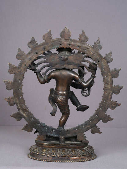 13" Dancing Lord Nataraja Brass Sculpture From Nepal | Handmade | Shiva Statue