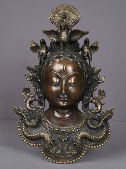 15" Buddhist Pancharaksha Goddess Mahamayuri Brass Statue From Nepal | Handmade Idol