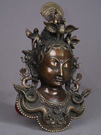 15" Buddhist Pancharaksha Goddess Mahamayuri Brass Statue From Nepal | Handmade Idol