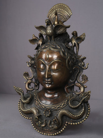 15" Buddhist Pancharaksha Goddess Mahamayuri Brass Statue From Nepal | Handmade Idol