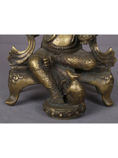 8.5" Blessing Ganesha Brass Sculpture From Nepal | Handmade Idol | Ganesha Statue