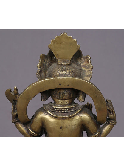 8.5" Blessing Ganesha Brass Sculpture From Nepal | Handmade Idol | Ganesha Statue