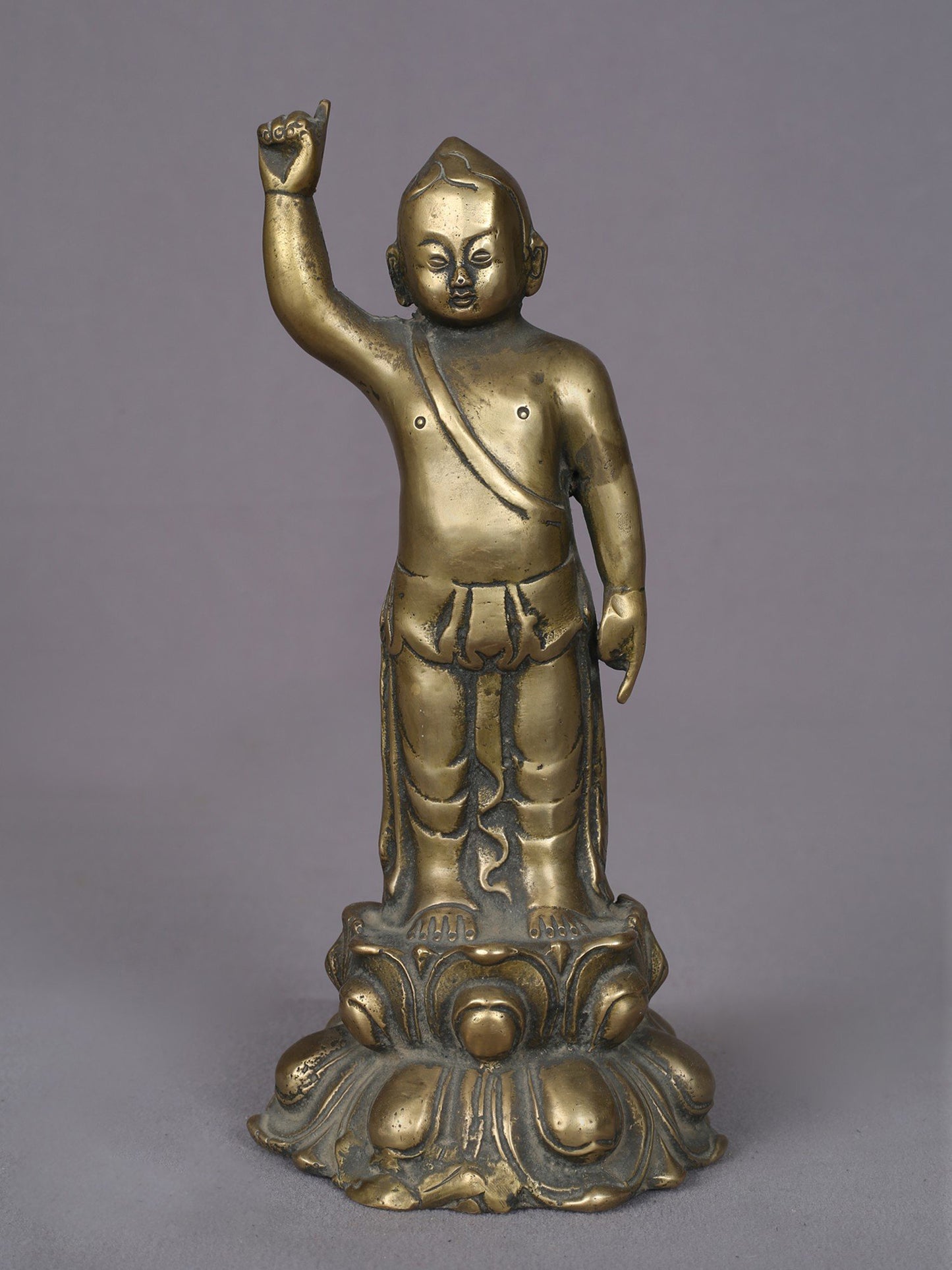 9" Brass Baby Buddha Figurine From Nepal | Handmade Idol | Brass Buddha Statue