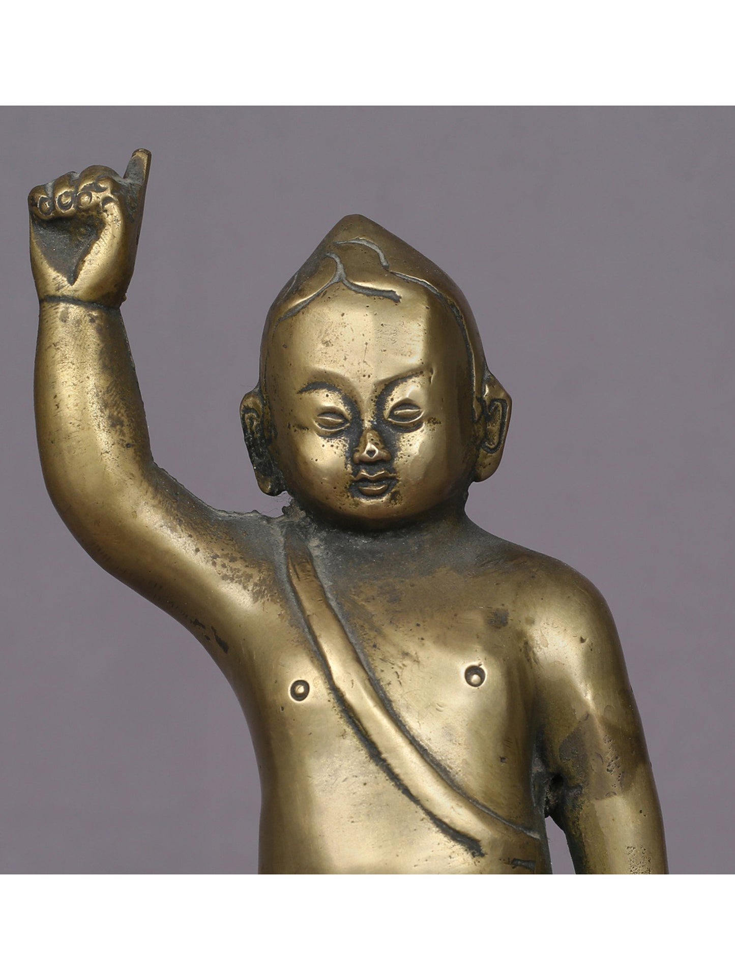 9" Brass Baby Buddha Figurine From Nepal | Handmade Idol | Brass Buddha Statue