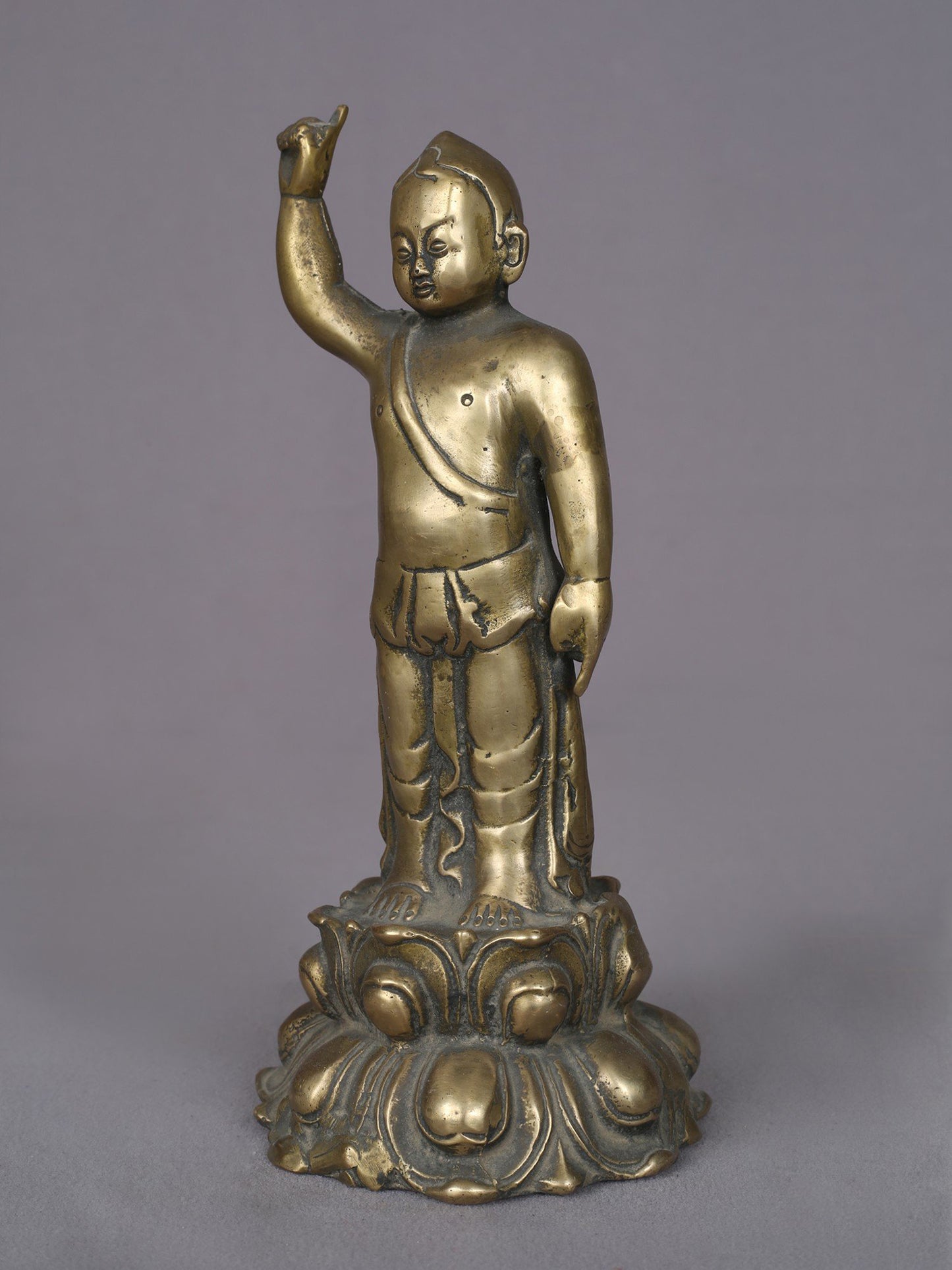 9" Brass Baby Buddha Figurine From Nepal | Handmade Idol | Brass Buddha Statue