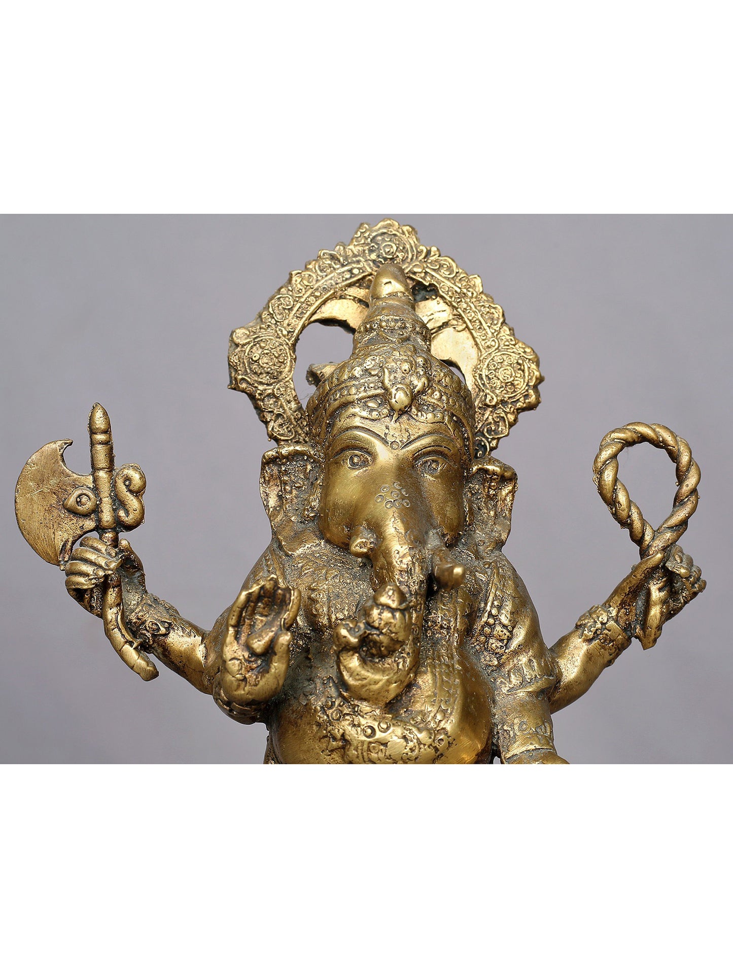 9" Brass Standing Lord Ganesha Figurine From Nepal | Handmade Idol | Lord Ganesha Statue