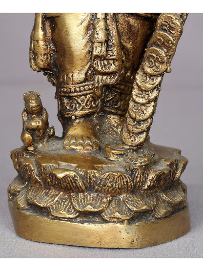 9" Brass Standing Lord Ganesha Figurine From Nepal | Handmade Idol | Lord Ganesha Statue