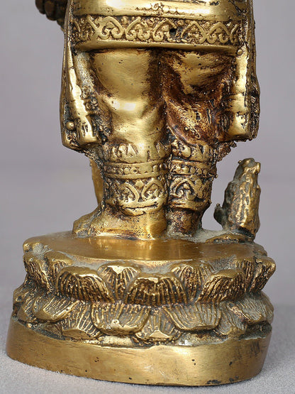 9" Brass Standing Lord Ganesha Figurine From Nepal | Handmade Idol | Lord Ganesha Statue