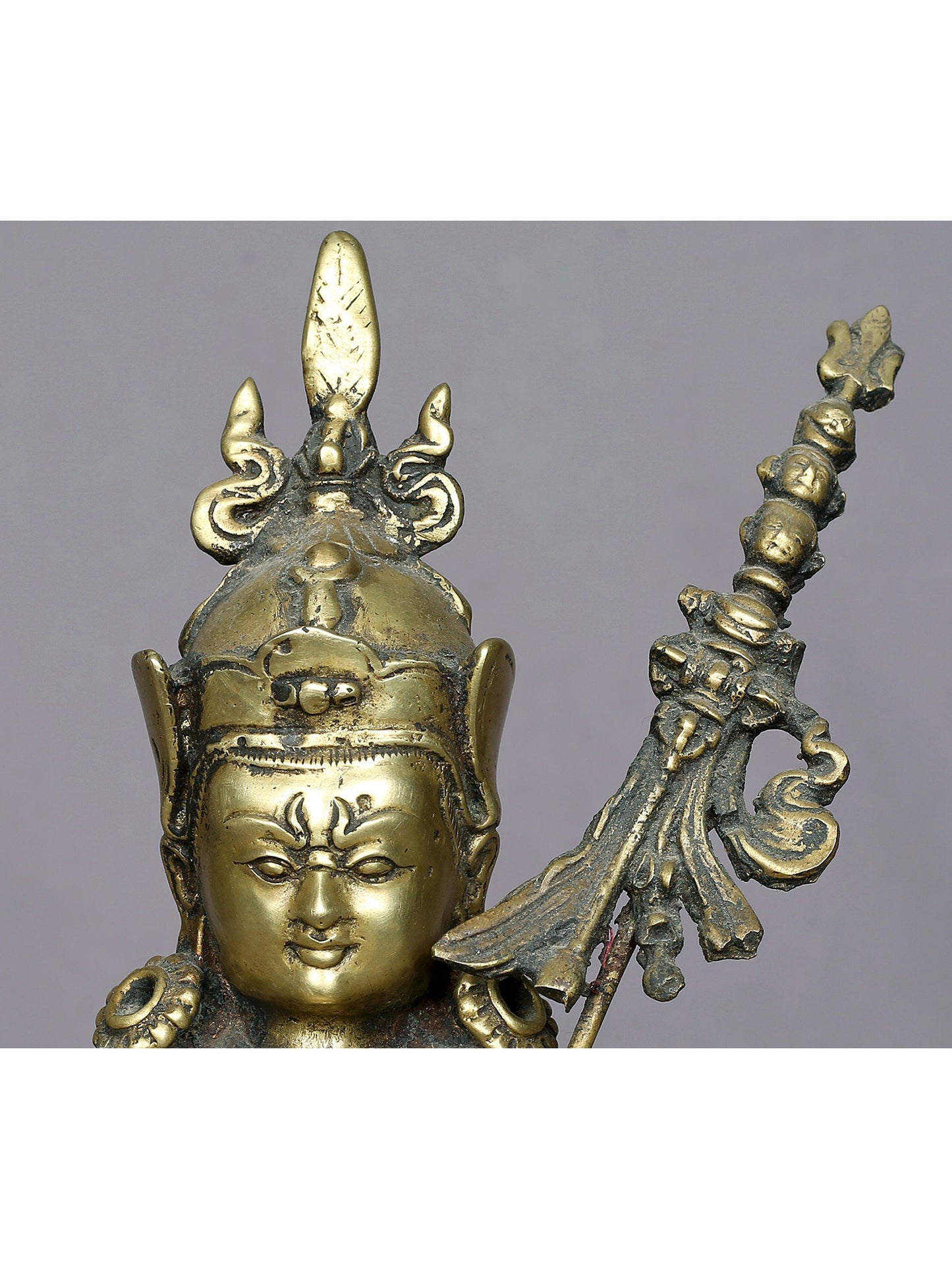 9" Brass Guru Padmasambhava Brass Sculpture From Nepal | Handmade Idol | Buddhist Statue