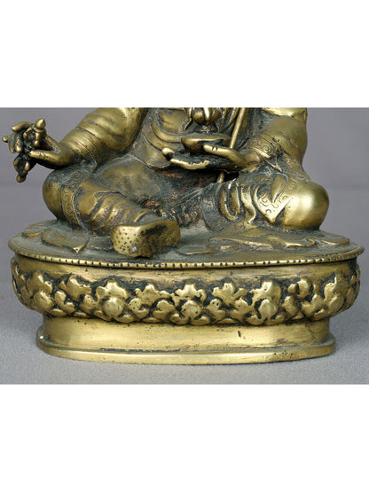 9" Brass Guru Padmasambhava Brass Sculpture From Nepal | Handmade Idol | Buddhist Statue