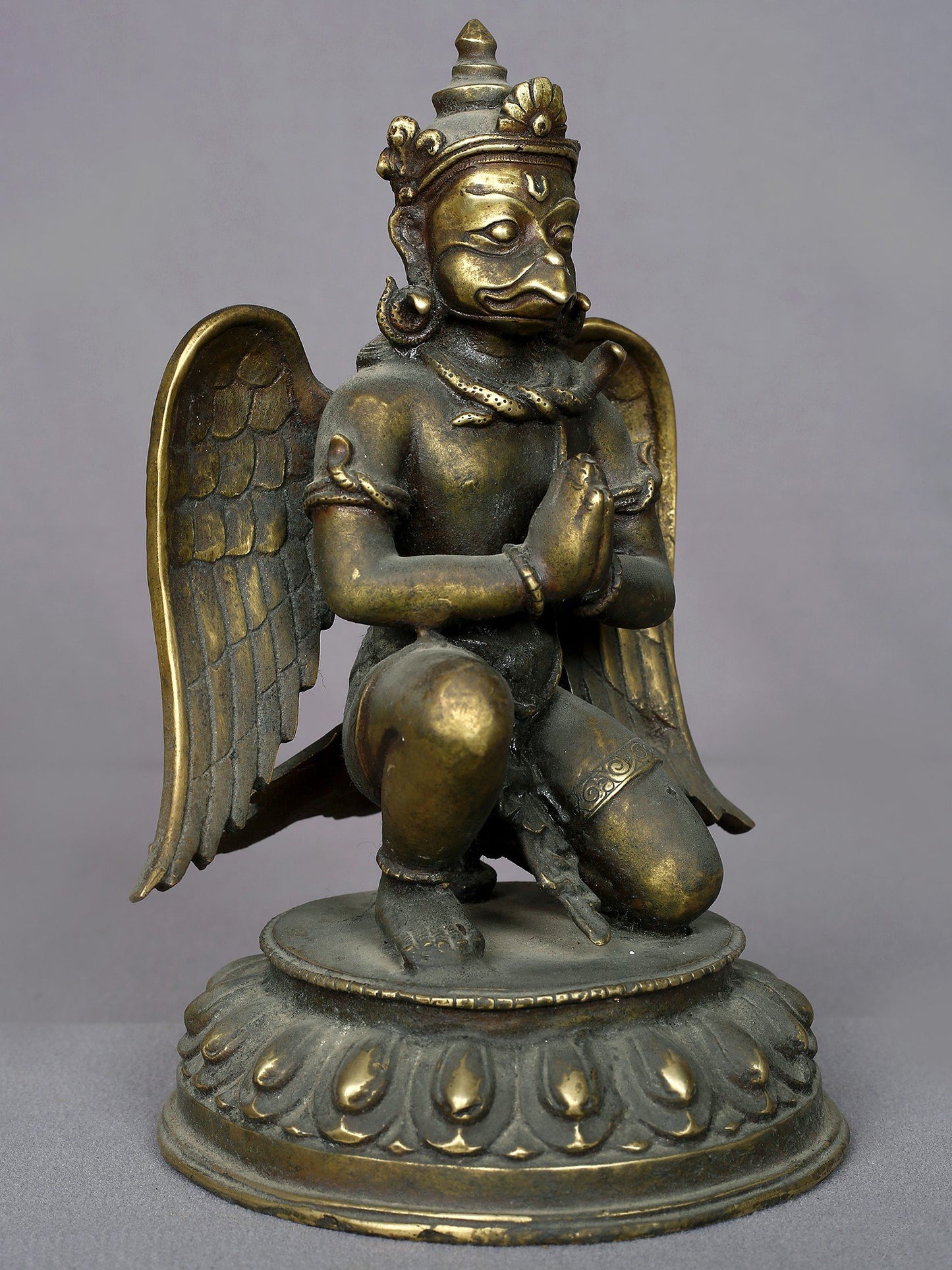 9" Brass Garuda Statue From Nepal (Vahana Of Lord Vishnu) | Handmade Idol | Brass Figurine