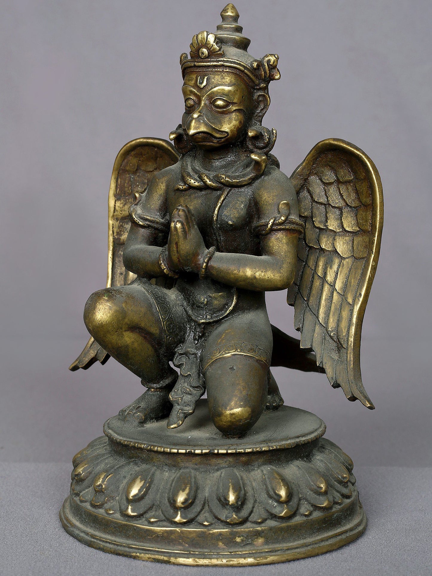 9" Brass Garuda Statue From Nepal (Vahana Of Lord Vishnu) | Handmade Idol | Brass Figurine