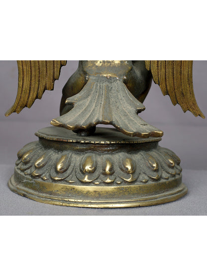 9" Brass Garuda Statue From Nepal (Vahana Of Lord Vishnu) | Handmade Idol | Brass Figurine