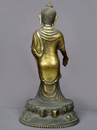 13" Bronze Standing Buddha Statue from Nepal | Handmade