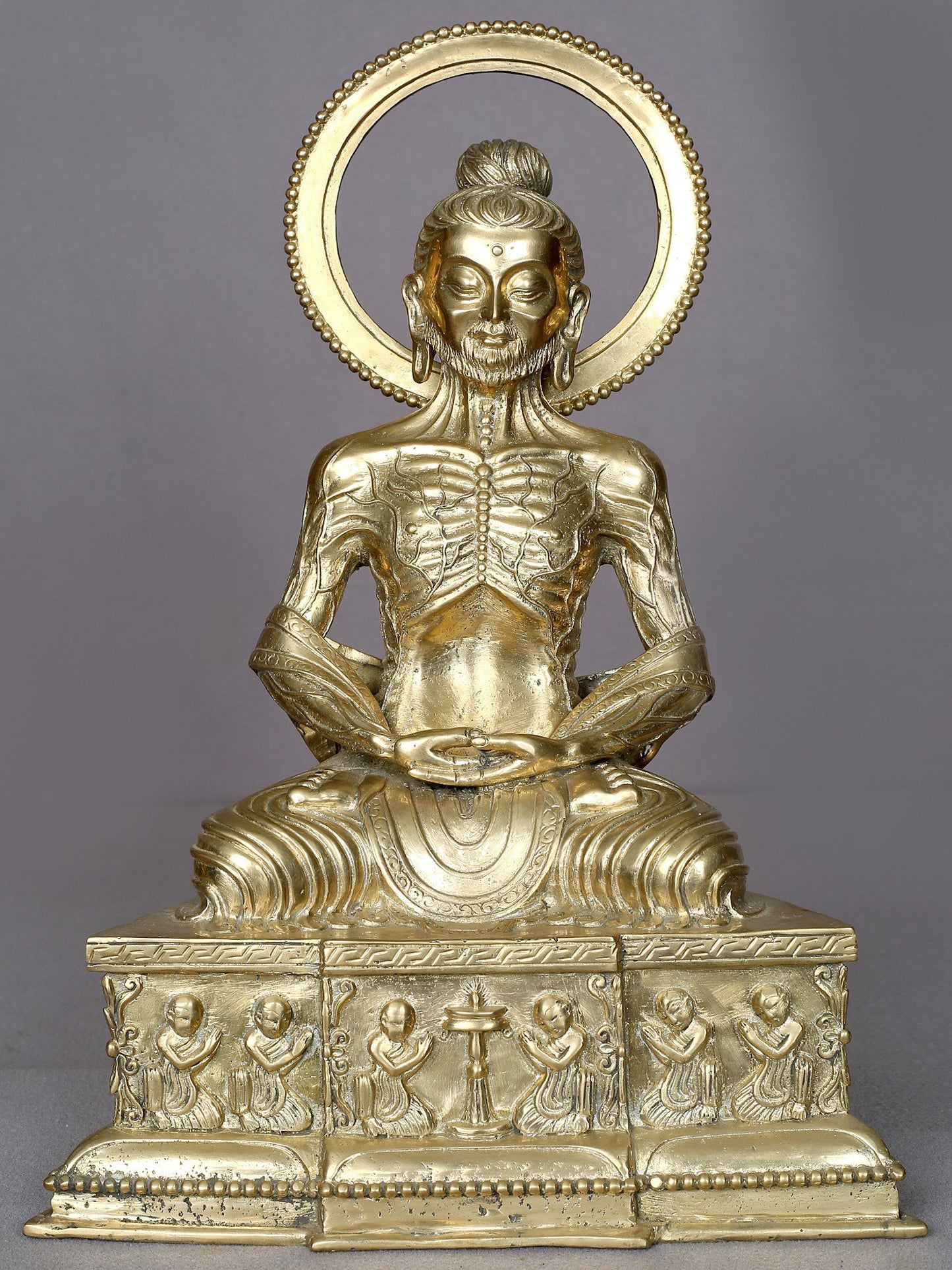 12" Brass Lord Yogi Buddha Sculpture from Nepal | Handmade