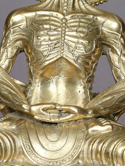 12" Brass Lord Yogi Buddha Sculpture from Nepal | Handmade