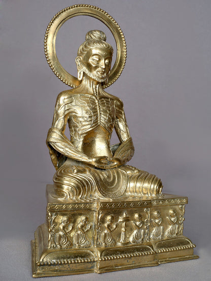 12" Brass Lord Yogi Buddha Sculpture from Nepal | Handmade