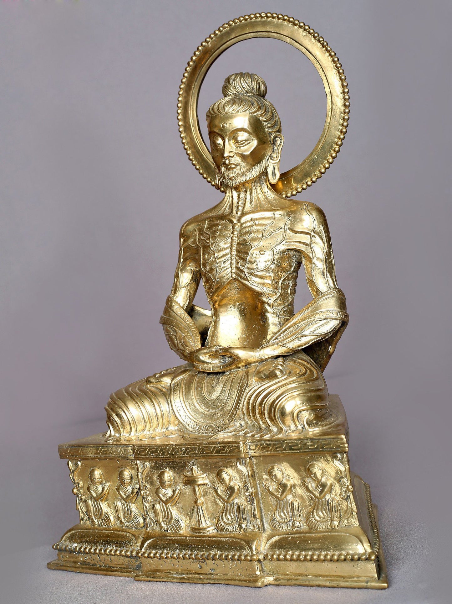 12" Brass Lord Yogi Buddha Sculpture from Nepal | Handmade