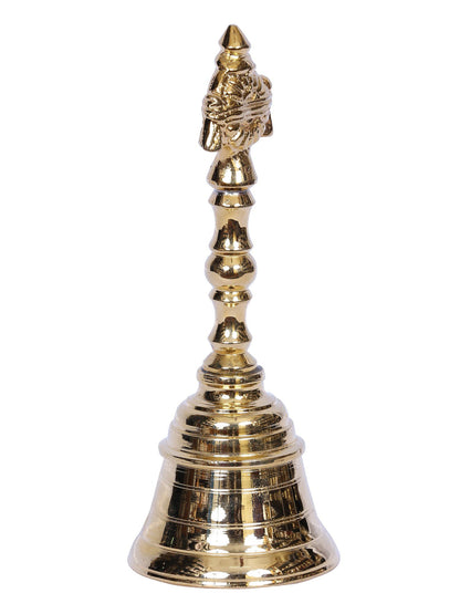 5" Small Brass Vaishnava Chakra Handheld Bell | Handmade Brass Bell For Gifting