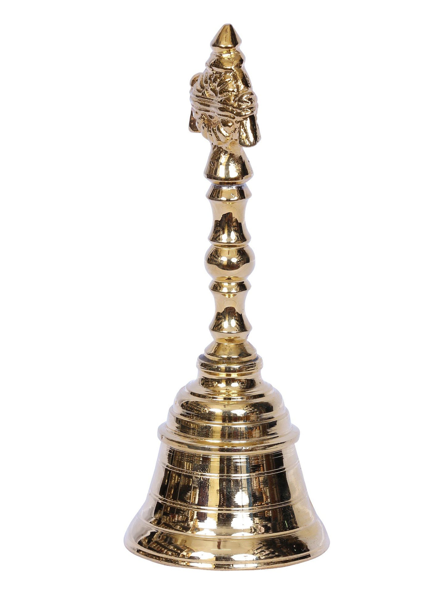 5" Small Brass Vaishnava Chakra Handheld Bell | Handmade Brass Bell For Gifting