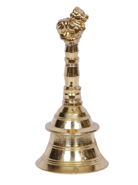 4" Small Brass Nandi Handheld Bell | Handmade Brass Bell For Temple