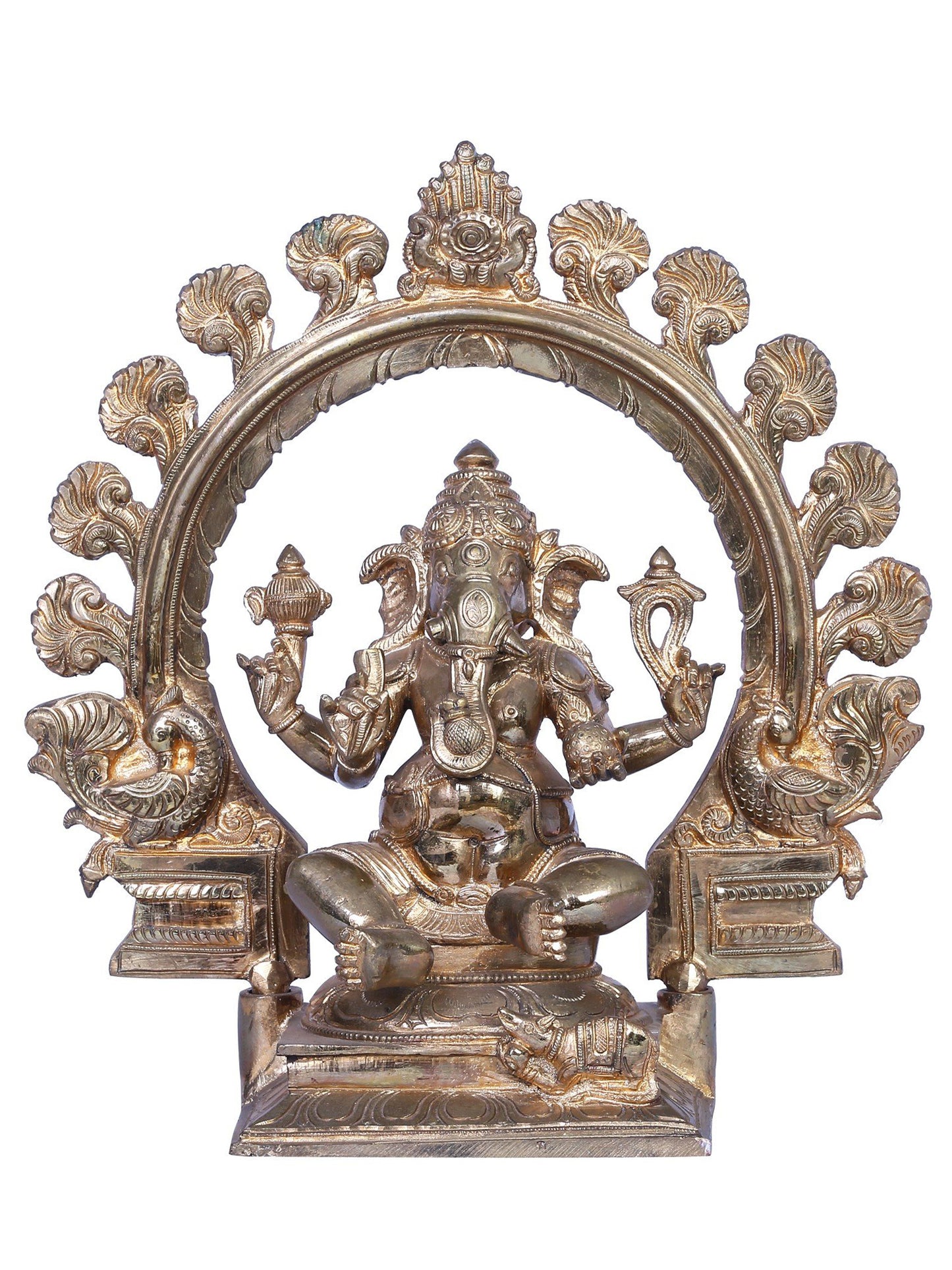 12" Bronze Lord Ganesha With Throne | Handmade | Madhuchista Vidhana (Lost-Wax) | Panchaloha Bronze Statue From Swamimalai