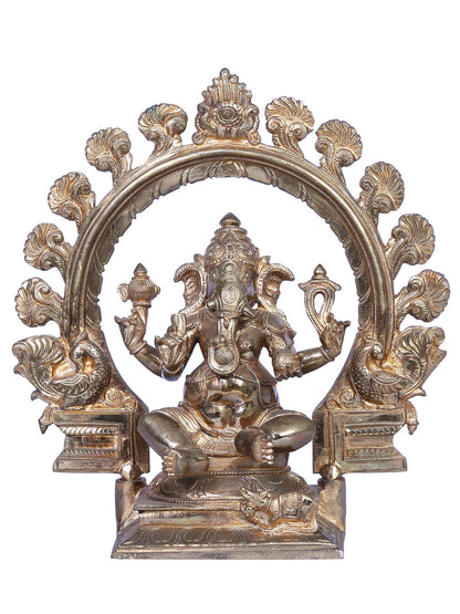 12" Bronze Lord Ganesha With Throne | Handmade | Madhuchista Vidhana (Lost-Wax) | Panchaloha Bronze Statue From Swamimalai