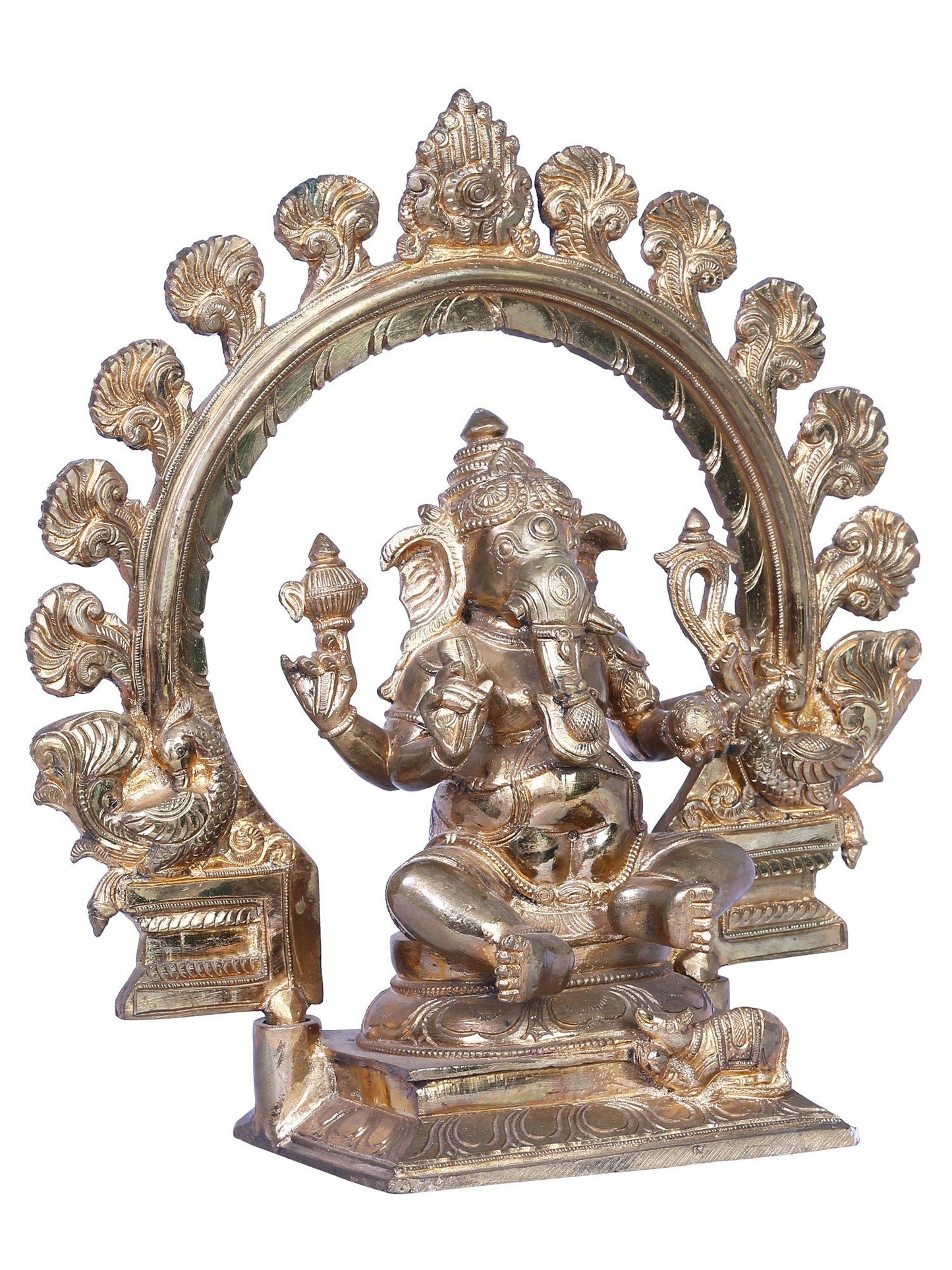 12" Bronze Lord Ganesha With Throne | Handmade | Madhuchista Vidhana (Lost-Wax) | Panchaloha Bronze Statue From Swamimalai