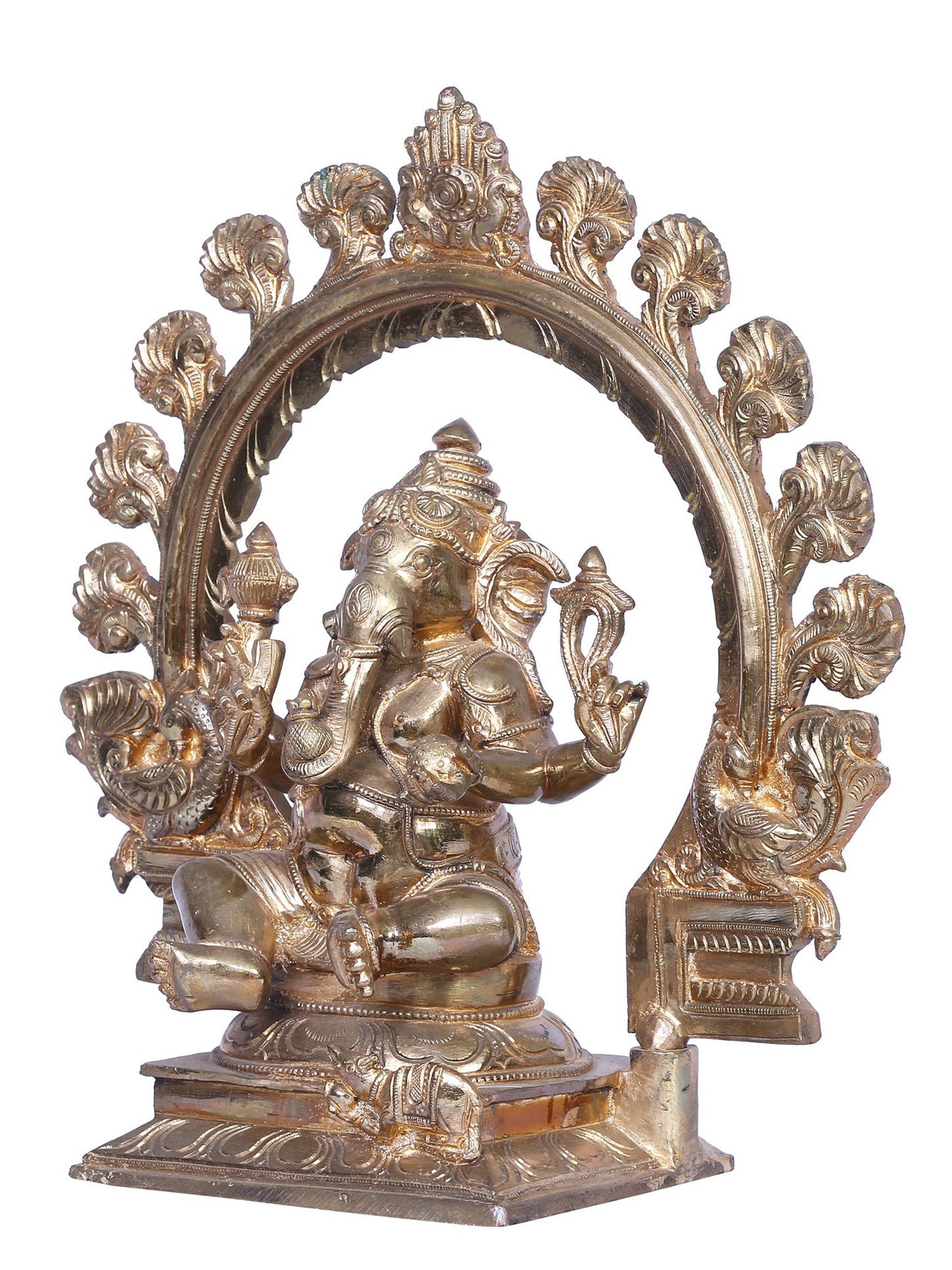 12" Bronze Lord Ganesha With Throne | Handmade | Madhuchista Vidhana (Lost-Wax) | Panchaloha Bronze Statue From Swamimalai