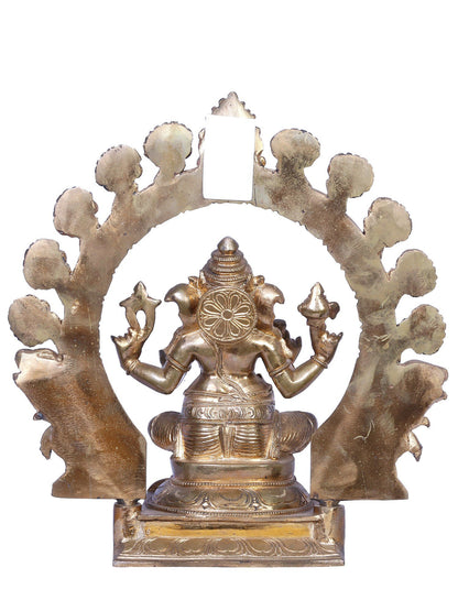 12" Bronze Lord Ganesha With Throne | Handmade | Madhuchista Vidhana (Lost-Wax) | Panchaloha Bronze Statue From Swamimalai