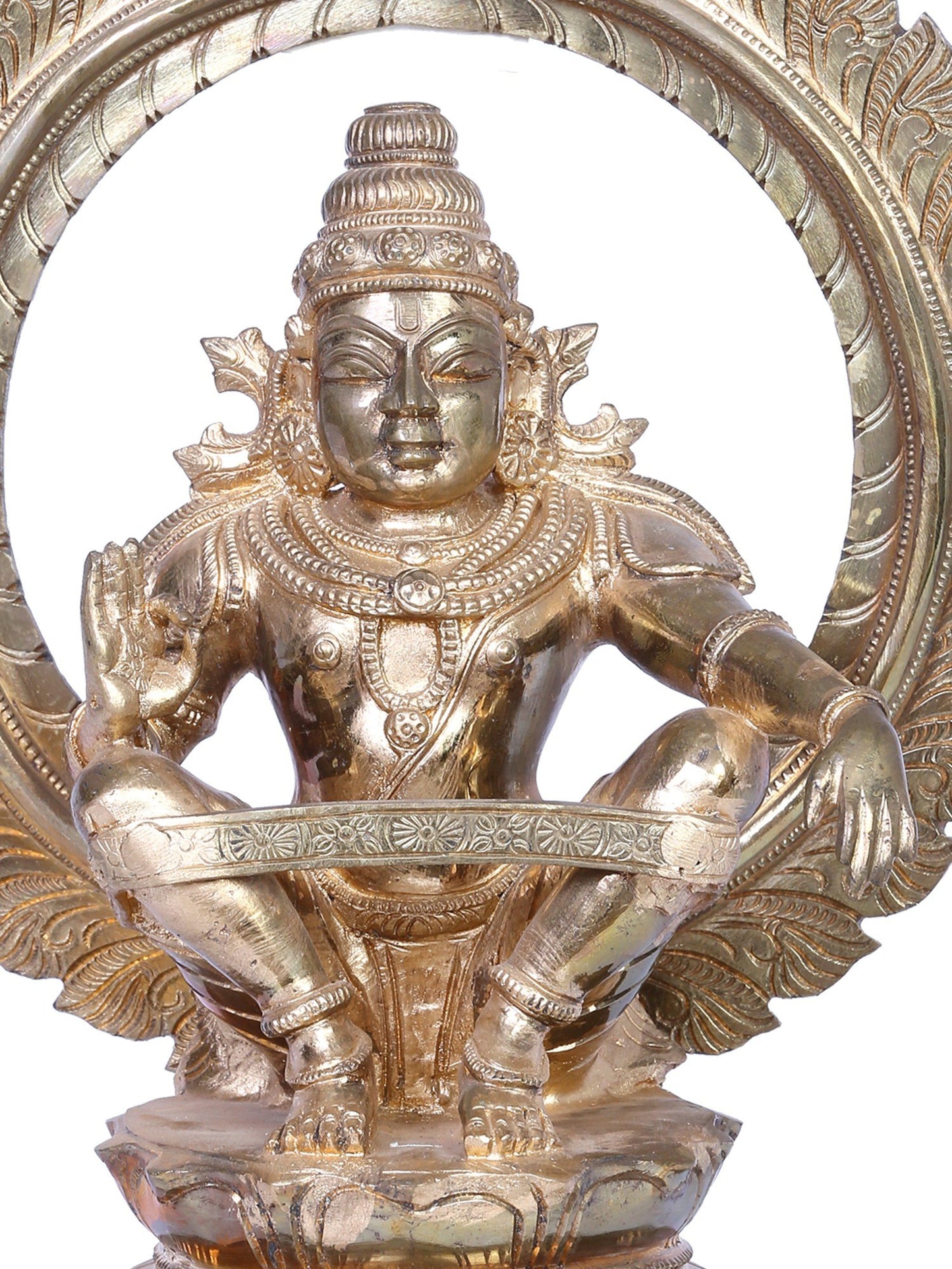 12" Bronze Lord Ayyappan Sculpture | Madhuchista Vidhana (Lost-Wax) | Panchaloha Bronze Statue From Swamimalai