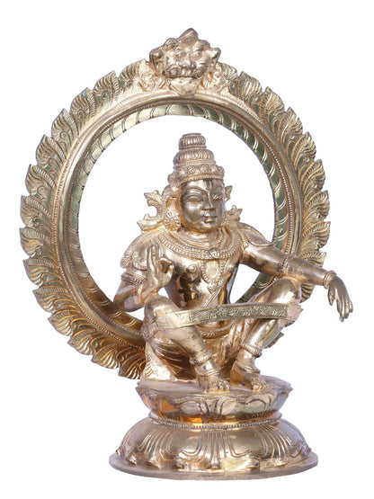 12" Bronze Lord Ayyappan Sculpture | Madhuchista Vidhana (Lost-Wax) | Panchaloha Bronze Statue From Swamimalai