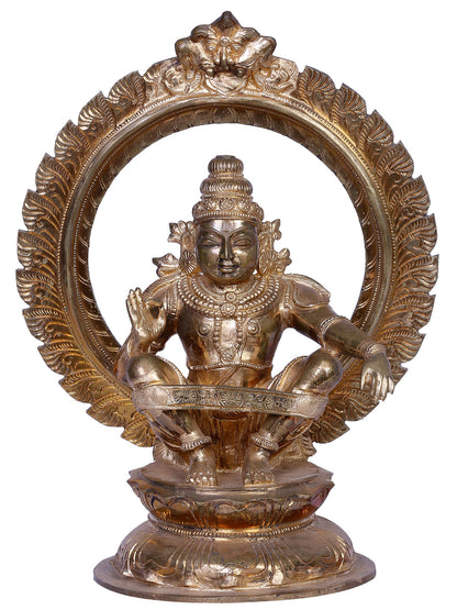 12" Bronze Lord Manikandan (Ayyappa) Idol in Lotus Position | Madhuchista Vidhana (Lost-Wax) | Handmade | Panchaloha Bronze Statue from Swamimalai