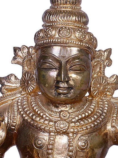 12" Bronze Lord Manikandan (Ayyappa) Idol in Lotus Position | Madhuchista Vidhana (Lost-Wax) | Handmade | Panchaloha Bronze Statue from Swamimalai