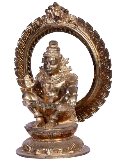 12" Bronze Lord Manikandan (Ayyappa) Idol in Lotus Position | Madhuchista Vidhana (Lost-Wax) | Handmade | Panchaloha Bronze Statue from Swamimalai