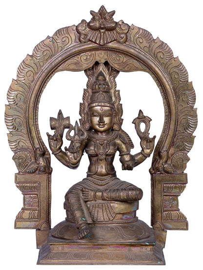 15" Bronze Goddess Mariamman (Durga) Statue With Kirtimukha | Madhuchista Vidhana (Lost-Wax) | Panchaloha Bronze Statue From Swamimalai