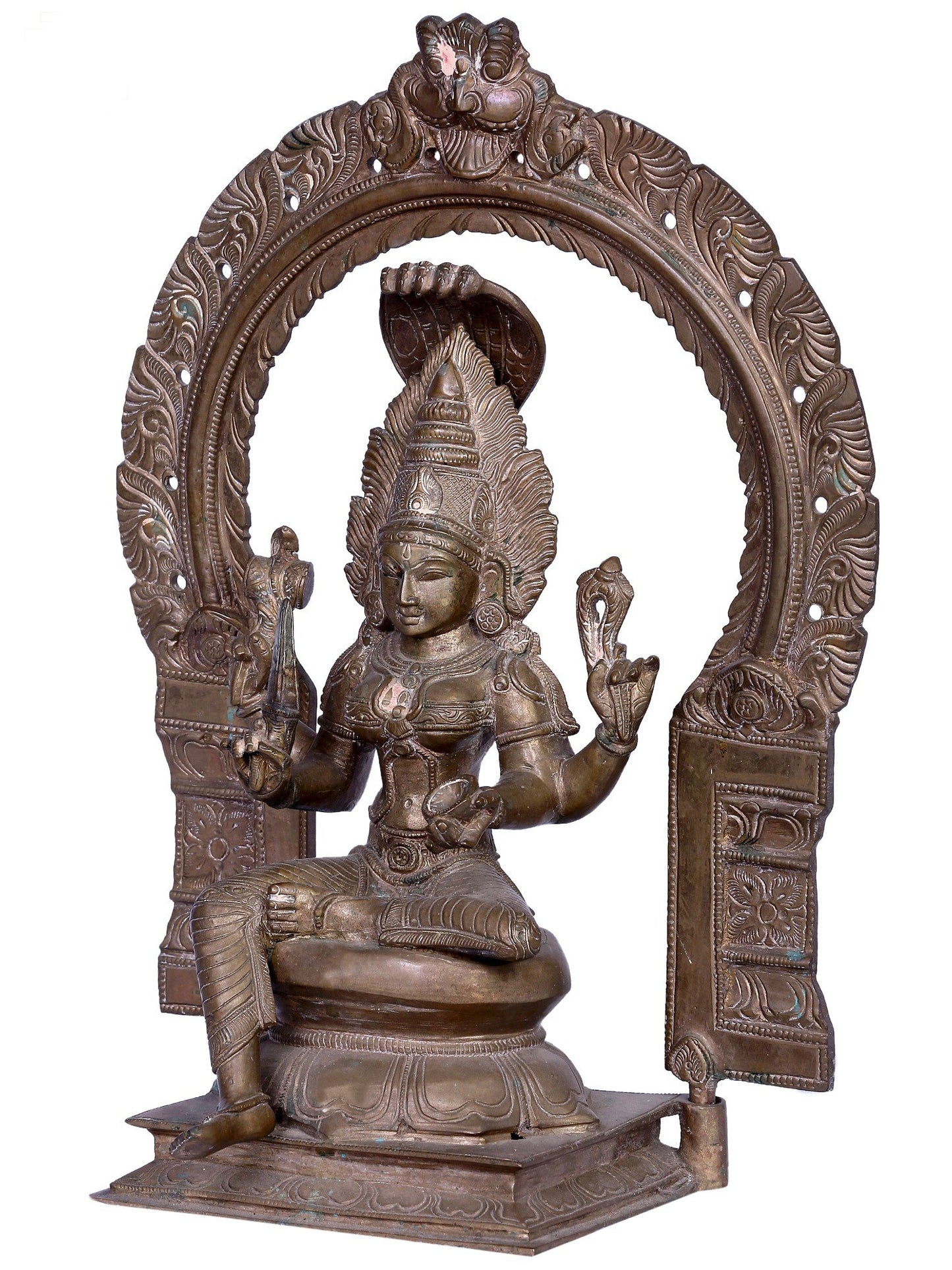 12" Bronze Goddess Mariamman (Durga) Panchaloha Bronze Statue From Swamimalai | Handmade | Madhuchista Vidhana (Lost-Wax)