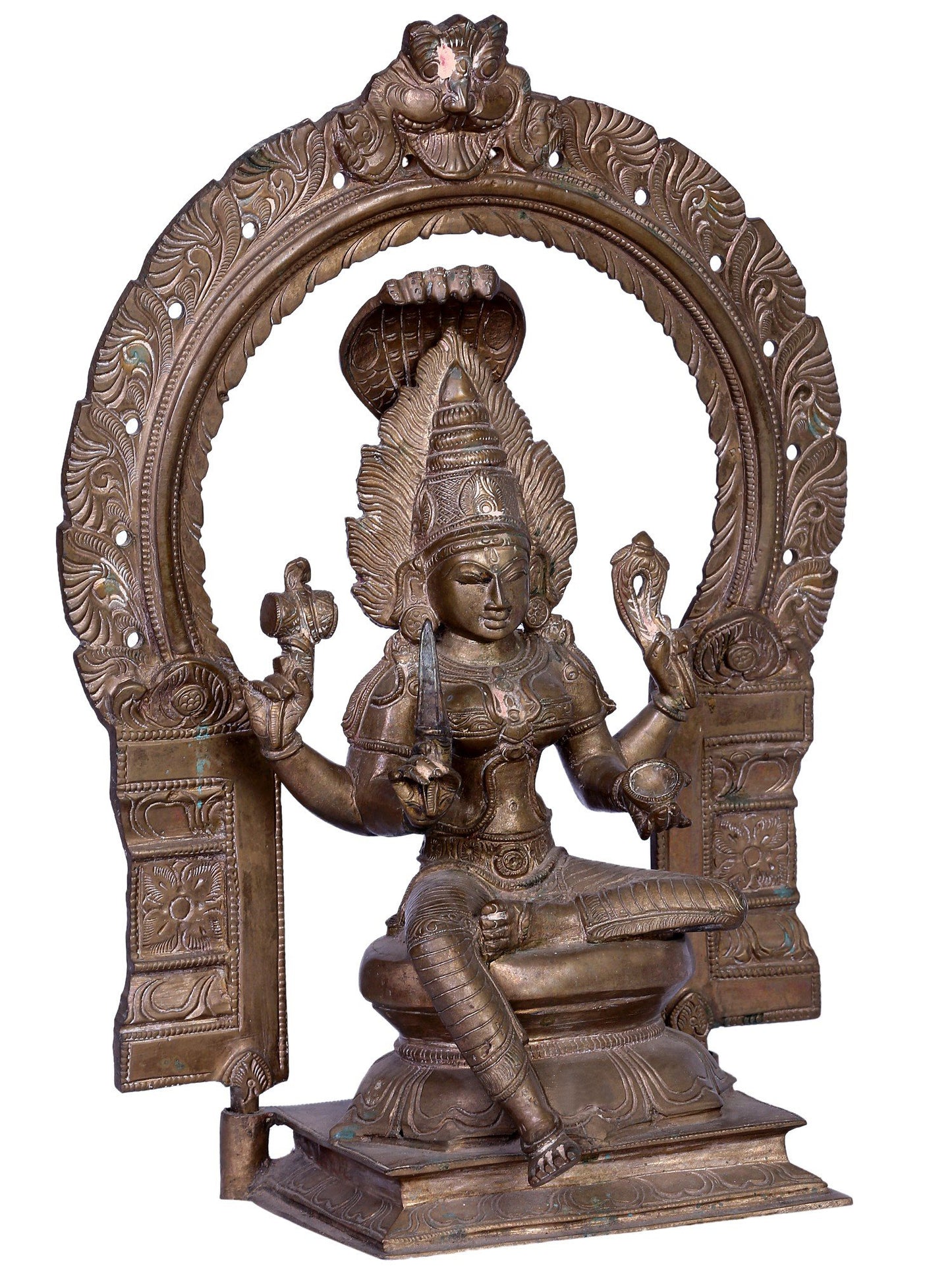 12" Bronze Goddess Mariamman (Durga) Panchaloha Bronze Statue From Swamimalai | Handmade | Madhuchista Vidhana (Lost-Wax)