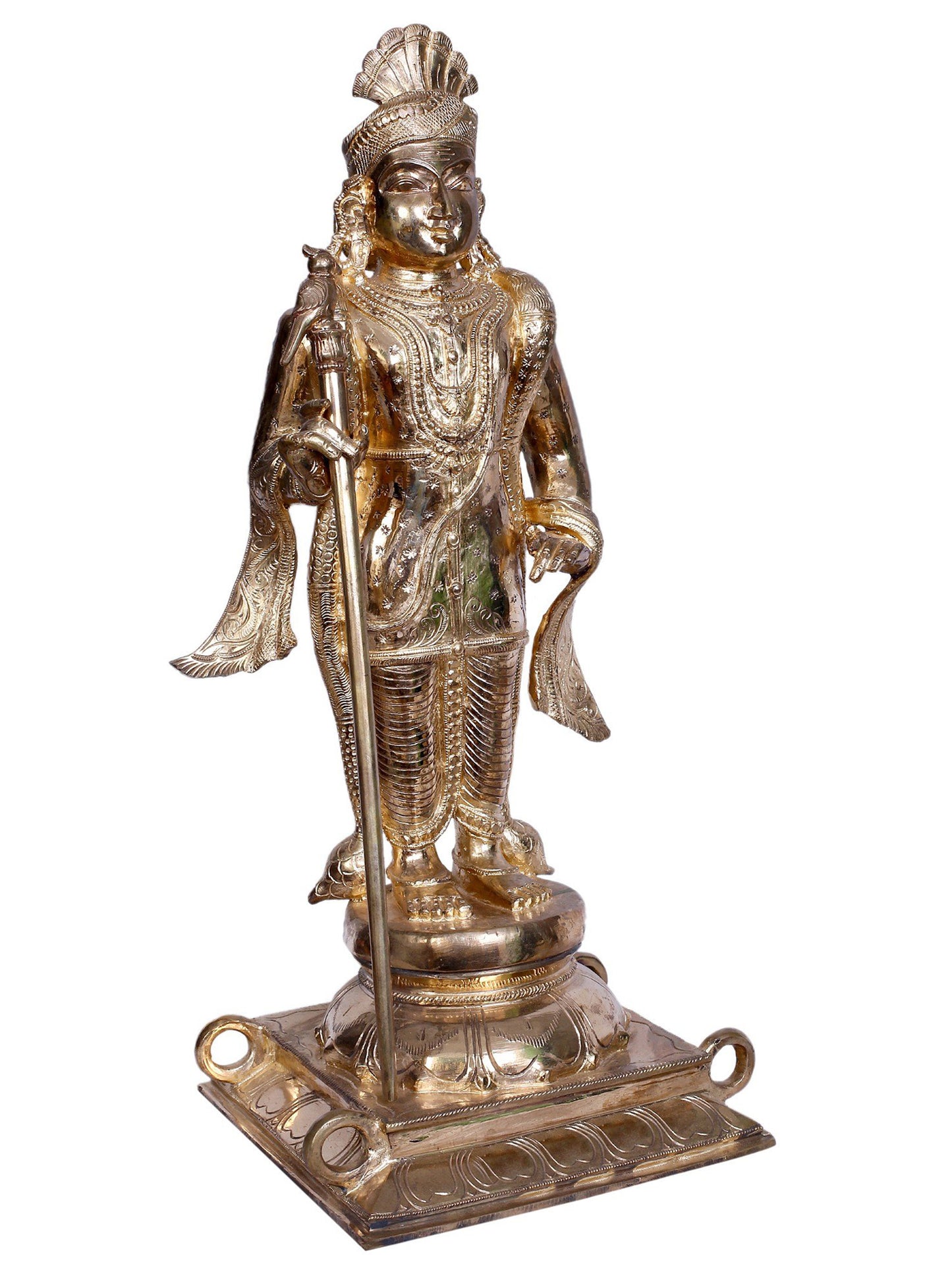 24" Bronze Standing Kartikeya Statue | Madhuchista Vidhana (Lost-Wax) | Panchaloha Bronze Statue From Swamimalai