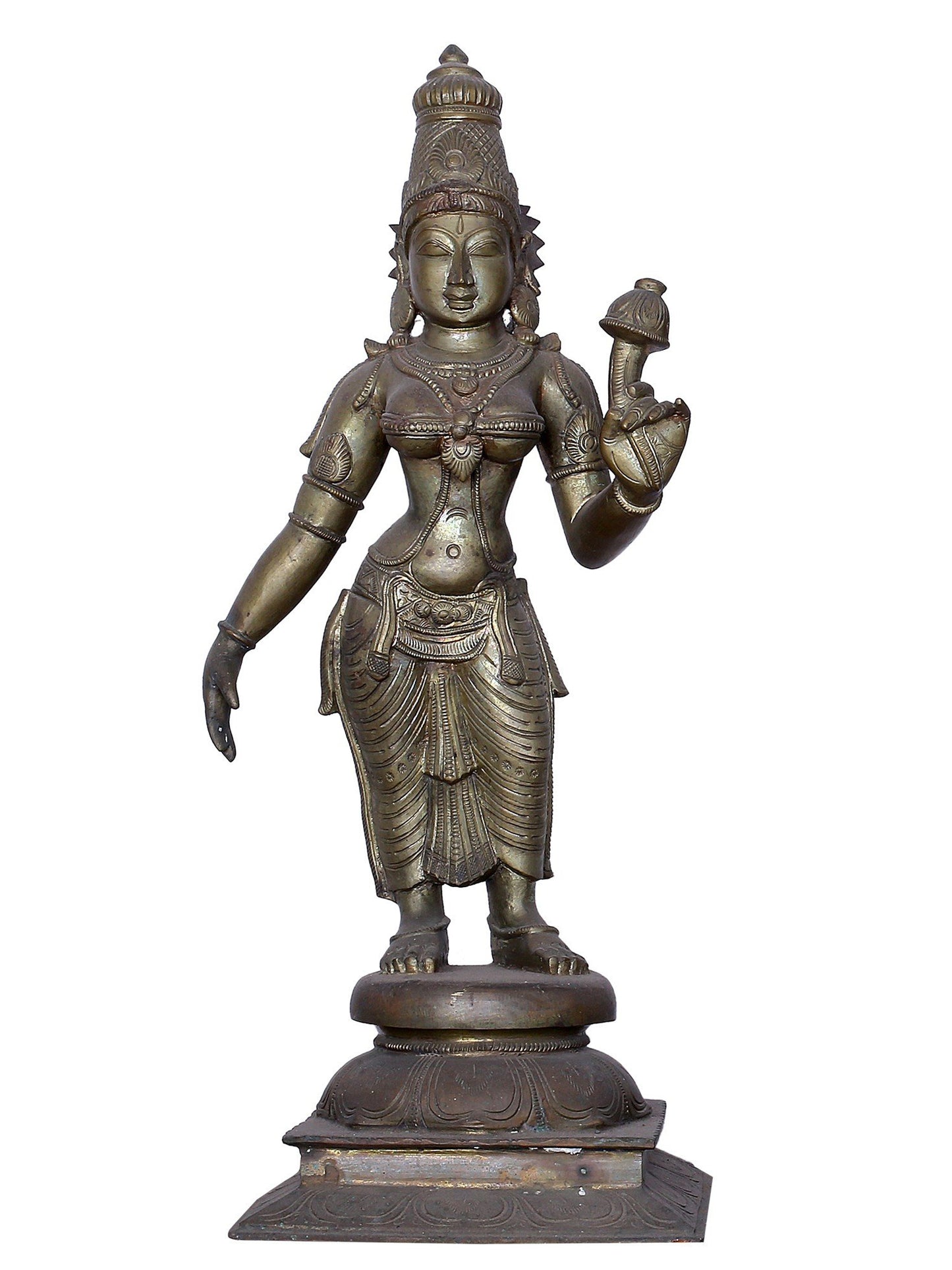 25" Lord Vishnu with Sridevi & Bhudevi Handmade Panchaloha Bronze Statue from Swamimalai