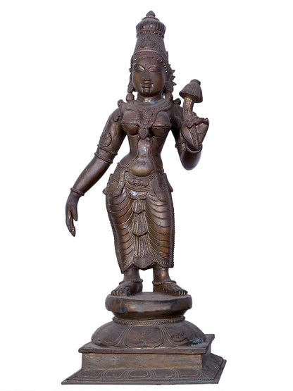 22" Kartikeya Bronze Idol With Valli & Devasena | Handmade | Madhuchista Vidhana (Lost-Wax) | Panchaloha Bronze Statue From Swamimalai