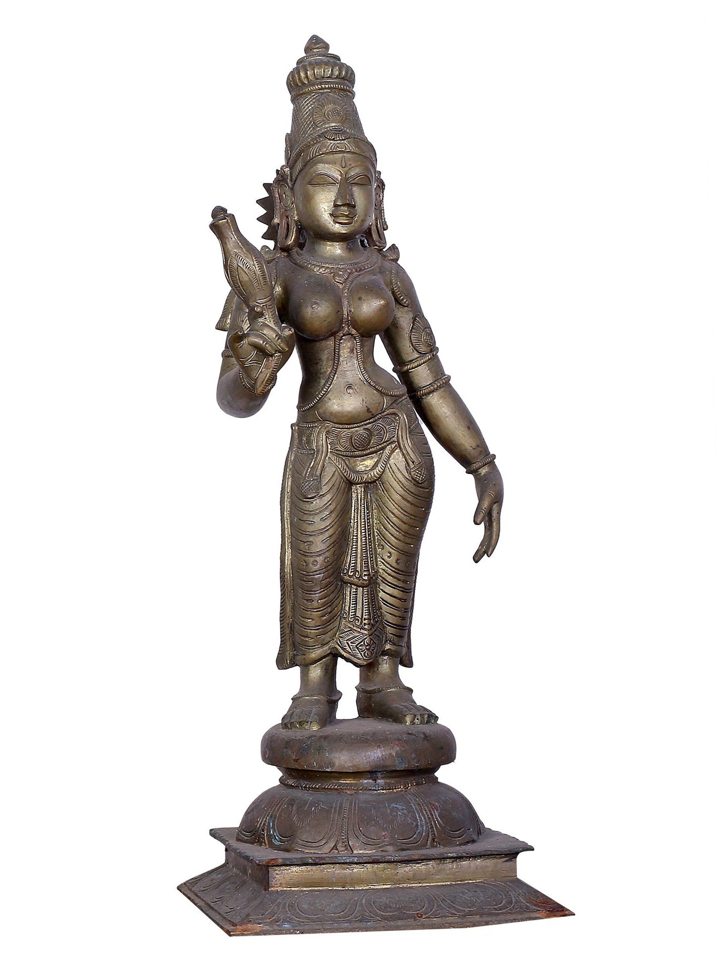 22" Kartikeya Bronze Idol With Valli & Devasena | Handmade | Madhuchista Vidhana (Lost-Wax) | Panchaloha Bronze Statue From Swamimalai