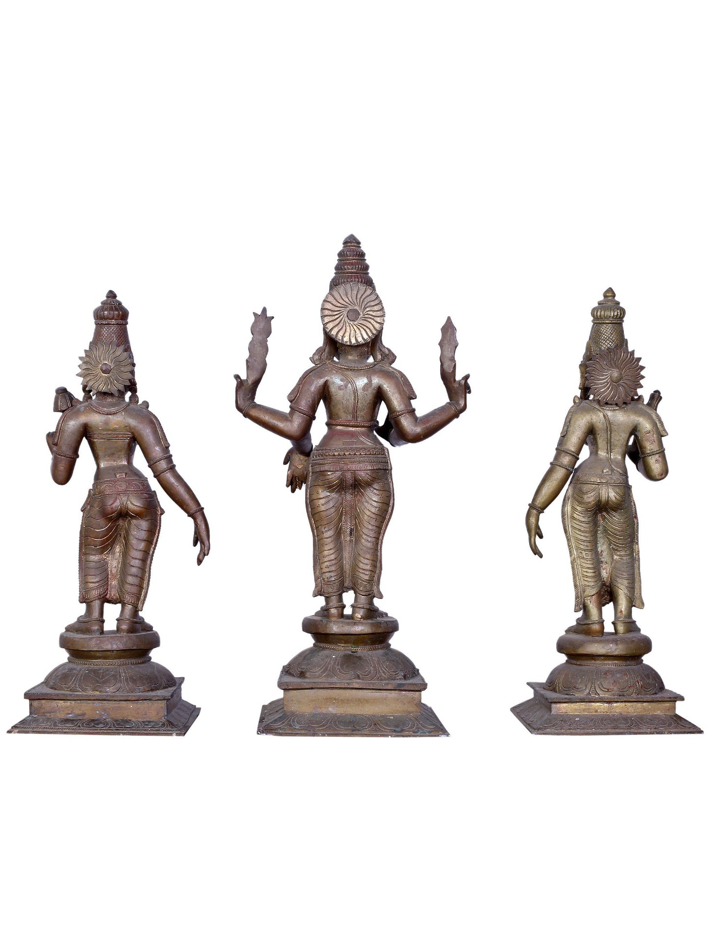 22" Kartikeya Bronze Idol With Valli & Devasena | Handmade | Madhuchista Vidhana (Lost-Wax) | Panchaloha Bronze Statue From Swamimalai