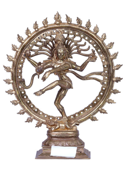 13" Bronze Nataraja (Dancing Shiva) Statue | Handmade | Madhuchista Vidhana (Lost-Wax) | Panchaloha Bronze from Swamimalai