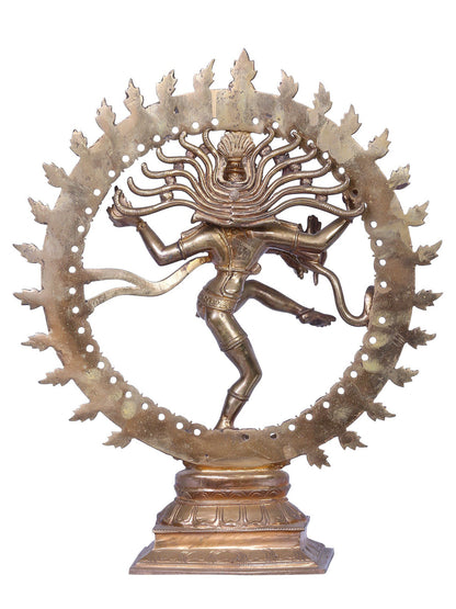 13" Bronze Nataraja (Dancing Shiva) Statue | Handmade | Madhuchista Vidhana (Lost-Wax) | Panchaloha Bronze from Swamimalai