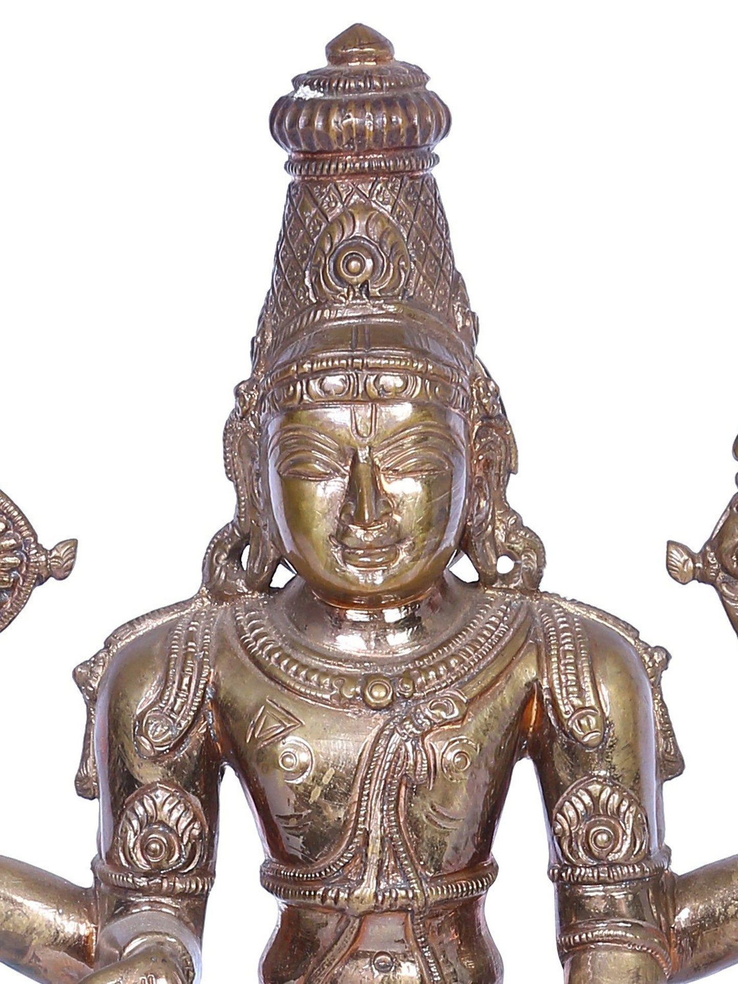 13" Bronze Standing Lord Vishnu Panchaloha Bronze Statue from Swamimalai | Madhuchista Vidhana (Lost-Wax)