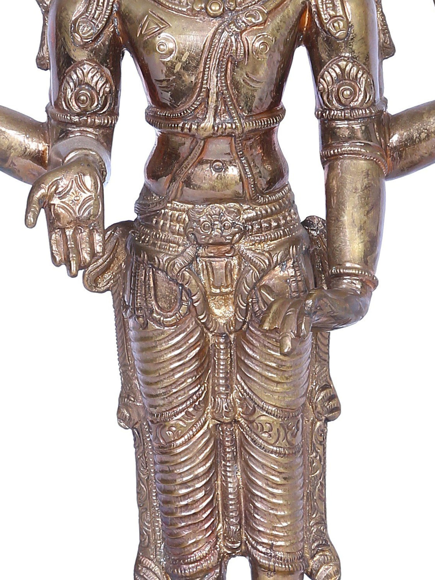 13" Bronze Standing Lord Vishnu Panchaloha Bronze Statue from Swamimalai | Madhuchista Vidhana (Lost-Wax)